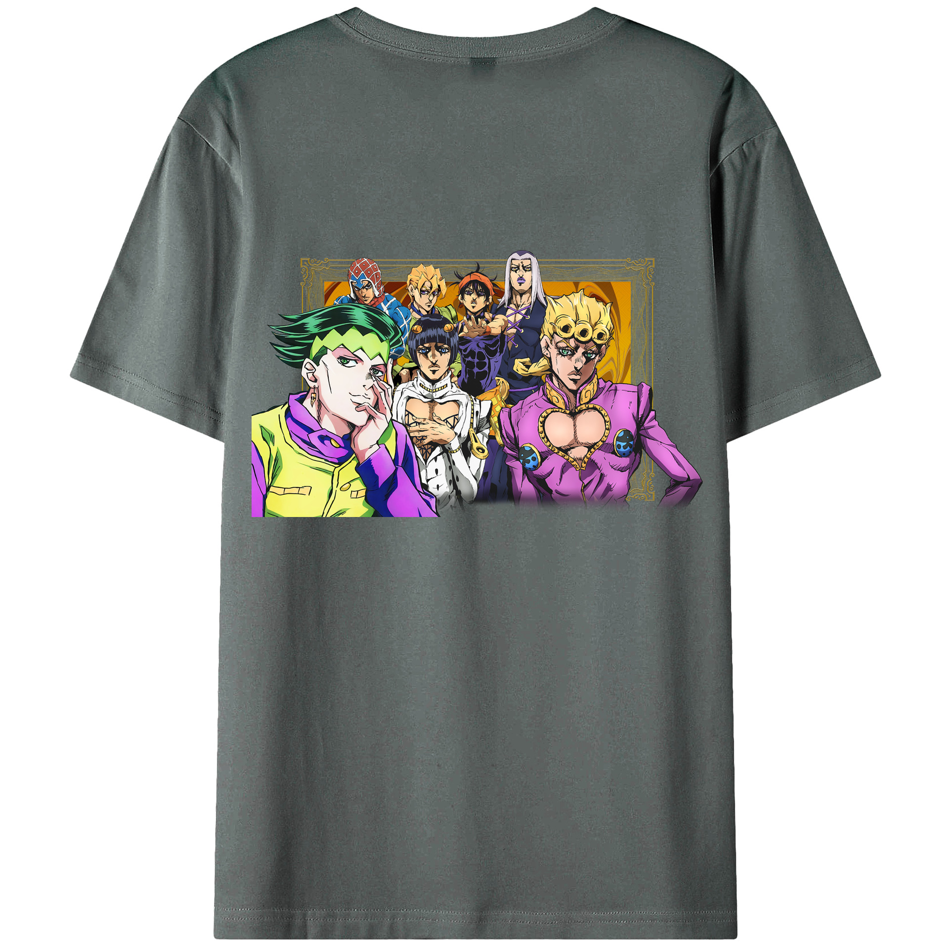 （画像用） ジョジョの奇妙な冒険 ジョルノ?ジョバァーナ JoJo's Bizarre Adventure Giorno Giovanna 綿100％ メンズ半袖Tシャツ（バックプリント） 通気性